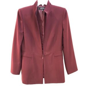Kasper Burgundy Zip Front Suit Jacket